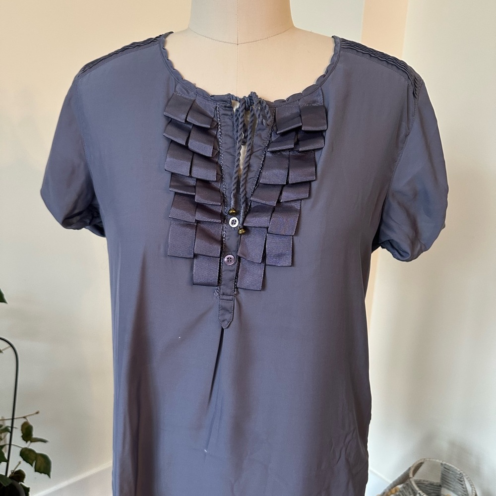 Elegant Women's Ruffled Top in Purple